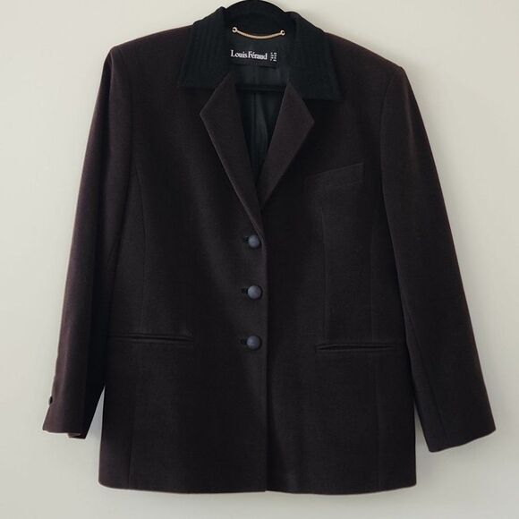 Louis Feraud Brown Cashmere Angora Blend Single Breasted Blazer Jacket 12 - Picture 1 of 12